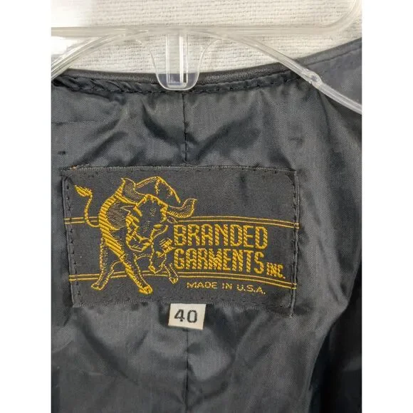 Vintage Branded Garments Inc. Leather Motorcycle/Biker Vest Size 40 - Picture 7 of 10
